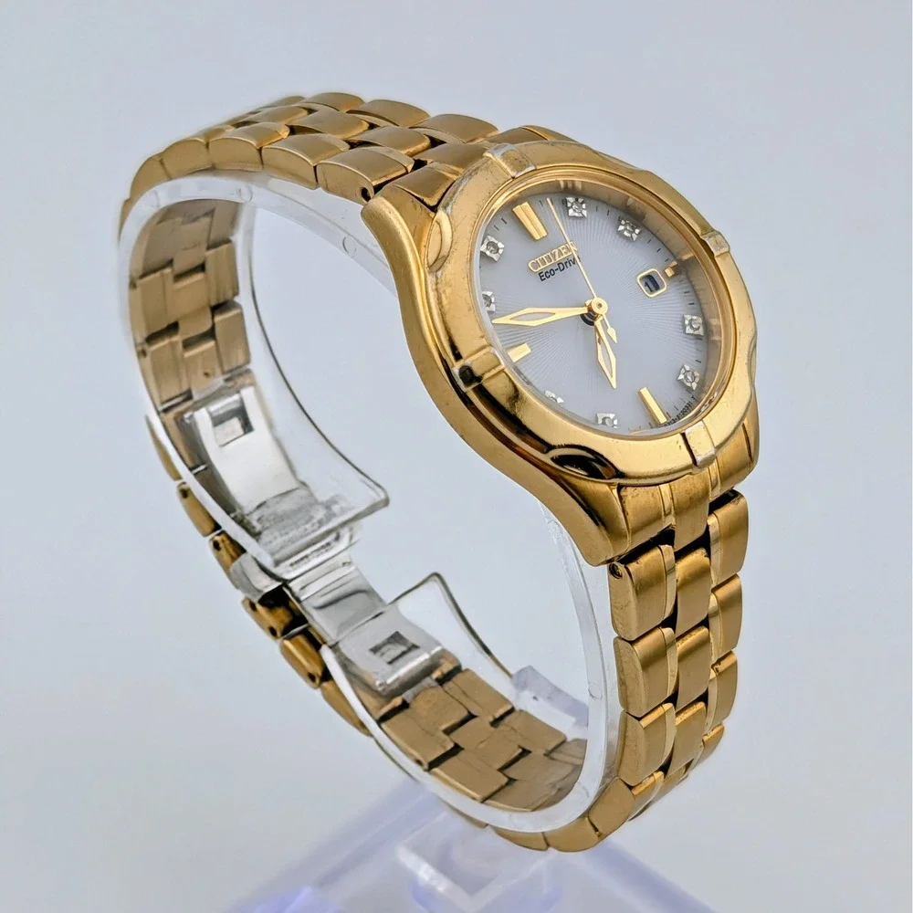 Citizen Silhouette Sport Eco-Drive Diamond Gold-Tone Watch E013-S090300 7.25